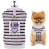 SMALLLEE_LUCKY_STORE Camicia per cani a righe in rete fresca per cani di taglia extra piccola maglietta elastica per cuccioli maglietta con toppa e anello a D gilet leggero senza maniche estate