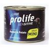 Generico Prolife Umido Cane Adult Mini Sensitive 200gr, alimento completo per cani adulti di taglia piccola, gusto CONIGLIO e PATATE | 6 scatolette da 200 grammi l'una