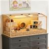 BingoPaw XL Gabbia per Criceti 100,7x50x50 cm in Legno e Vetro temperato Trasparente con Luce, Grande Gabbia per Piccoli Animali Domestici, Solo Casetta Nessun Giocattolo Interno o Accessorio