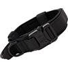 AXINOUDA Collare Tattico per Cani Regolabile con Maniglia di Comando, Collare Militare in Nylon con Fibbia in Metallo per Cani di Taglia Media e Grande (Nero, M:38-47cm)
