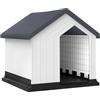 PawHut Casetta per Cani da Esterno Impermeabile Porta 62x61x60 cm Grigio | Cuccia per Cani Piccoli e Mini fino a 10 kg, con Finestra, Facile da Montare