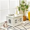 RELAX4LIFE Casetta per Gatti in Legno, Mobiletto Lettiera per Gatti con Doppia Porta e Finestra Trasversale, Armadietto per Animali Domestici (Bianco)