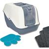 Pet's Market Toilette Gatti Lettiera Netta Cassetta Igienica Chiusa Accessoriata con Maniglia e Paletta Filtro Anti Odore Carboni Attivi 54X39X40H Colori Assortiti (Con Filtri e Tappetino)