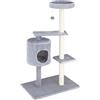 Baroni Home Tiragraffi ad Albero per Gatti, Tiragraffi per Gatti e Gattini, Albero Tiragraffi a 3 Piani con Palla e Cuccia Cilindrica, 50x35x105cm, Grigio