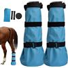 Uanqfegy 2 Pezzi Stivali da Cavallo Scarpe da Zoccoli in PVC Riutilizzabili con Cinturino Regolabile Stivali da Ghiaccio per Cavalli per Ammollo Ferite Infezioni, 20x8 Pollici, Blu