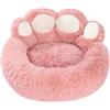 Mateju Cuccia Cane Ciambella, Lettino Gatto Cane Interno in Peluche Morbida Letto Gatto Forma Zampa Cuccia per Animali Domestici con Fondo Antiscivolo per Piccolo e Media (Rosa,70cm)