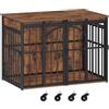Hzuaneri Gabbia per cani con ruote girevoli a 360°, L box con porta scorrevole, moderna gabbia per cani in legno per cani di piccola e media taglia per interni, vintage marrone DFC86201B