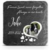 TULLUN Targa commemorativa personalizzabile per animali domestici, gatti, cani, in ardesia, con cornice in pietra e zampe, dimensioni 10,2 x 10,2 cm o 100 x 100 mm, foto a forma di cuore