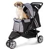 Innopet All Terrain Dog & Cat Buggy Nero/Argento - Passeggino leggero a 3 ruote per animali domestici con ruote in EVA - Passeggino per cani fino a 12,5 kg - Facile da piegare e con portabicchieri