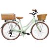 Cicli Tessari - bicicletta da donna bici da città city bike da passeggio 28'' con cambio vintage retro' con cesto in vimini e cassetta (rosa)