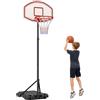 HOMCOM Canestro Basket da Interno ed Esterno Portatile con Altezza Regolabile 5 Livelli 175-215cm, Canestro da Basket con Ruote, Struttura Metallo e Base Riempibile, Tabellone PE