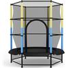 LIFERUN Trampolino Elastico Bambini, Tappeto Elastico Bambini Ø140 cm, Salterello bambini con Rete Sicurezza, Trampolino Giardino per Esterno e Interno, Max 50 kg, per Regali, Rosa-Verde