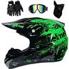 EVGATAVAB Gioventù Bambini MTB Casco da Motocross, Doppio Sport Integrale Fuori Strada Moto ATV Scooter Incidente Caschi, Discesa Quad Dirt Bike Enduro Corse Casco, con Occhiali Guanti Maschera(Green,S/52-53CM)