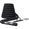 GORILLA SPORTS® Corda Da Battaglia - 9m/12m/15m di Lunghezza, Diametro 38mm/50mm, Nylon, Antiscivolo, Nero - Battle Rope, Allenamento di Forza, Combattimento, Fitness, Palestra