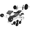 GORILLA SPORTS® Panca Multifunzione - Con Set di Pesi 100kg, Schienale Regolabile, Porta bilanciere, Stazione Butterfly, Carico Massimo 280kg, Bianco o Nero - Panca Pesi, Stazione Palestra, Fitness