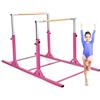 COSTWAY Parallele Doppie per Ginnastica, Sbarre Orizzontali Doppie con Larghezza Regolabile e 11 Altezze, Carico 100 kg, Sbarre di Allenamento per Bambini 6-12 Anni (Blu)