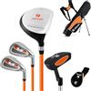 LIFEZEAL Set di mazze da golf per bambini LIFEZEAL, set da golf per destri con #3 fairway, #7 e #9 ferro, putter, copertura per mazze, attrezzatura da golf per ragazzi e ragazze di 8-10 anni (arancione)