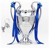 LNGODEHO Trofeo Europeo del Campione di Calcio, Replica in Resina della Coppa della Lega San Bernardo, Argento con Nastri Blu per la Squadra della Lega Sportiva (32 cm/13 pollici), LG202407061735