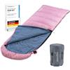 Skandika Sacco a pelo Dundee Flannel | in cotone per adulti, agganciabile, 3 stagioni, fino a -20°C, 220 x 80 cm / 220 x 160 cm, rettangolare (pink cerniera destra)