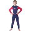 SXSHUN Muta in neoprene per bambini e bambine, 3 mm, costume da bagno intero dai raggi UV, protezione solare, a maniche lunghe, costume da bagno, costume da bagno, blu e rosso, 4/117-125 cm/16-23 kg
