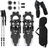 SOARS Kit di racchetta da neve 4 in 1, racchette in alluminio con bastone da passeggio telescopico, borsa portaoggetti, ghette impermeabili, per donne, uomini, bambini (25, argento)