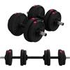 SPORTNOW 2 in 1 manubri regolabili, manubri liberi con manici antiscivolo, 15 kg, barre incluse, allenamento muscolare e sollevamento pesi, nero e rosso