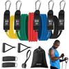 Gymtek Set di 5 fasce di resistenza per fitness, estensori, fasce di resistenza, fascia da ginnastica, grandi manici, passanti per piedi, ancoraggio, borsa per il trasporto, allenamento fitness