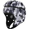 Jiuvaso Casco da Rugby, Berretto Sportivo con Imbottitura Morbida, Attrezzatura da mischia, Casco da Football, Protezione per la Testa da Rugby per Flag, Nero Bianco
