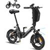 Bodywel T16Pro Bici Elettrica Pieghevole 14 Leggera Adulti/Ragazzi, Batteria 36V 10Ah + Motore 250W, 3 Velocità, Display LED 4.5, Preassemblata 90% per Città