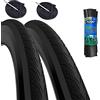 ECOVELO 2 COPERTONI 700 X 25C (25-622) + CAMERE PNEUMATICI ANTI-PUNTURA DEESTONE NERI ON OFF ROAD BICI CORSA GRAVEL BIKE