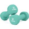 unycos - Set di 2 Manubri Antiscivolo in Neoprene, Coppia di Pesi Esagonale da 5 kg per Uomini/Donne, Nucleo in Ghisa, Allenamento della Forza, Fitness, Palestra in Casa (Verde)