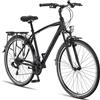 Licorne Bike - Bici da trekking, 28 pollici, per ragazzi, ragazze, donne e uomini, cambio a 21 marce - Life M-V, Bambina, grigio/nero, 28 inches