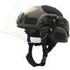 WLXW Airsoft MICH 2000 ACH Casco tattico con visiera trasparente NVG Mount e guida laterale (nero)