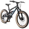BIKESTAR MTB Mountain bike sospensione completa alluminio per bambini 6 anni | Bicicletta 20 pollici 7 velocità Shimano, freni a disco | Verde