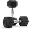 MSPORTS manubri esagonali (1 paio), 5-30 kg, rivestimento antiscivolo, impugnature ergonomiche cromate, set di manubri, 27,5 kg - Coppia (2 pezzi).