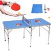 Duoruameng Tavolo da ping pong pieghevole, piccolo tavolo da ping pong, per interni ed esterni, per il tempo libero, tavolo da ping pong con 3 palline e 2 racchette, 152 x 76 x 76 cm