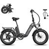 Fafrees 2*Batterie Bici Elettrica, Bici Elettrica Pieghevole Uomo Donna, 48V/10.4Ah*2 (20,8 Ah Totale) Bicicletta Elettrica, 20 * 4.0 Fat Bike Ebike Pedalata Assistita 140KM, FF20 Polar Nero