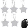 CAPASTEC Riflettore A Pendente Impermeabile 5pz per Zaino Bicicletta | Bianco, Materiale PVC Riflettente, Dimensioni 6x6cm, Forma Stella, Per Sedia Rotelle E Corsa, Con Laccio A Catenella