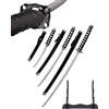 57 SPECIAL REPLICAS Set di spade - Spada Katana vera, Wakizashi, Tanto - Spada da samurai in acciaio - Spade da samurai come decorazione anime - Spada giapponese con supporto per spada - Spada Ninja