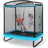 KOMFOTTEU Trampolino Elastico per bambini con Altalena, Rete di Sicurezza, Trampolino Rettangolare Portato 100 kg, Tappeto da Salto all'Aperto, Tappetino per Saltare, 190x122x210 cm (Arancione e Nero)