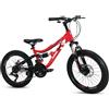 IBK Bicicletta Bici MTB 20'' Pollici Mountain Bike BIAMMORTIZZATA Ragazzo Cambio 21 Velocità Freni a Disco Rossa