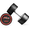 MSPORTS Set di 2 manubri in gomma con rivestimento da 2,5 a 50 kg, manico cromato e zigrinato, diverse varianti di peso, 2 x 15 kg, pesi