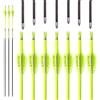 PHILOCS 12 pezzi Giallo Frecce in Carbonio, ID 4,2 mm Spine 400 500 600 700 800 900 1000, per Arco Ricurvo Arco Compound Caccia Tiro con l'arco Pratica (Spine 600,30inch)