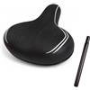 MADICKS Sella Nera per Bici city bike confort - Molto comoda per uomo e donna - Grande seduta Black - Completa di morsetto + Canotto/Tubo Reggisella in Acciaio Sella Bici MTB (Tubo Sella Nero)