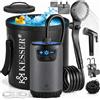 KESSER® Doccia solare da campeggio + pompa e batteria 8000 mAh, set doccia mobile, doccia da campeggio con soffione doccia, tubo da 2 m, pistola a spruzzo, supporto e serbatoio dell'acqua da 20 l, per