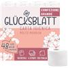 Glücksblatt Carta Igienica Vellutata Bianca, 4 Strati, 48 Rotoli x 130 Fogli, 100% Cellulosa, Super Morbida con Goffratura Fortunata, Ideale per Campeggio, Confezione Scorta