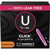 Kotex U by Kotex Click - Assorbenti compatti, super plus, inodori, 32 pezzi