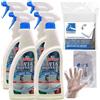 FEI FAN SET PULIZIA: Detergente Spray VIA MUFFA Rh. Sbianca Le Macchie Nere Di e Igienizza Muri, Piastrelle, Fughe, 750ml + 1 Confezione Spugna Magica + 100pz Guanti HDPE Monouso (3 Flaconi + Spugna + Guanti)