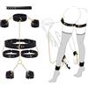 Generico Legami del sesso Bondage BDSM Kit - Giocattoli sessuali per adulti per coppie dal collo al polso SM Gear & Accessories Game 7PCS Sets (Nero)