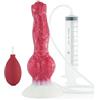SAUVASFZ Falli per pene cane lupo XL morbido silicone realistico mostro animale con funzione eiaculazione vibratore anale pene vibratore butt plug giocattolo del sesso per uomini donne(Tiefrot)